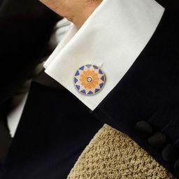 House of Pataudi Men Gold-Plated Stone-Studded Cufflinks-33