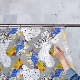 ArtzFolio Grey & White Printed Waterproof Shower Curtain-8