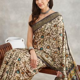 Janasya Ethnic Motifs Printed Saree With Blouse Piece-picture-11