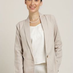 Saltpetre Shawl Collar Cotton Linen Single Breasted Blazer-46