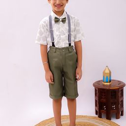 BAESD Boys Printed Short Sleeves Shirt With Shorts & Suspenders-image-38