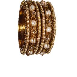 Fashionzara Set Of 6 Stones Studded & Beaded Bangles-image-94