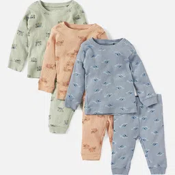 Juniors by Babyshop Infant Boys Pack Of 3 Printed Cotton Night Suits-36