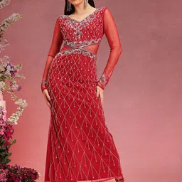 STREET 9 Net Women Embellished Sheath Maxi Dress-picture-14