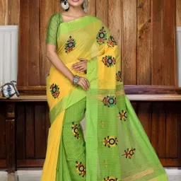 Crochetin Floral Embroidered Half and Half Saree-image-19
