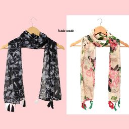 StoleVilla Multicoloured Floral Chiffon Stoles-image-56