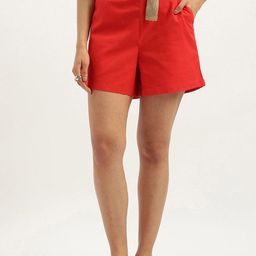 United Colors of Benetton Women Cherry Red Relaxed Fit High-Rise Shorts-image-74