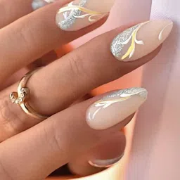 Secret Lives Set Of 24 Matte With Glitter & Wall Design Nail Art - Nude-23