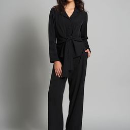 AND Women Striped Lapel Collar Shirt And Trouser-image-1