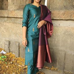 BAESD Sweetheart Neck Ethnic Motifs Woven Design Jacquard Straight Kurta-image-14