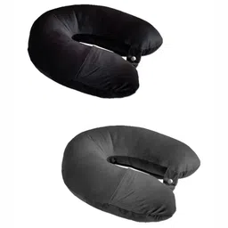 ANA Black Fibre Filled Faux Velvet Lightweight Travel Pillow-picture-20