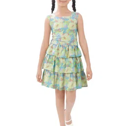 Tiny Girl Kids Floral Print Sleeveless Fit & Flare Dress-picture-47