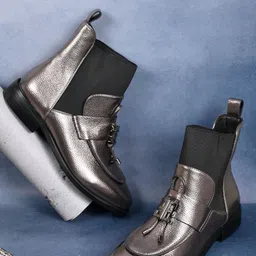 Ronnie Grey Women Block Heel Slip-On Regular Boots-20