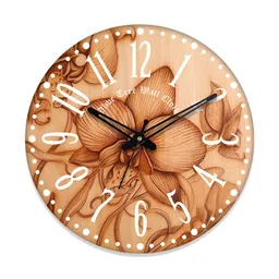 OLIVE TREE Brown Floral Printed Analogue Contemporary Wall Clock-image-2