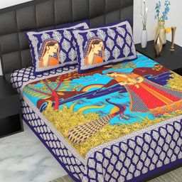 Myntra Elegant Homes Ethnic Motifs 144 TC Queen Cotton Bedsheet with 2 Pillow Covers-image-92