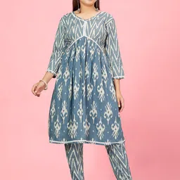 BAESD Girls Ethnic Motifs Printed Regular Pure Cotton Kurta with Trousers-image-25