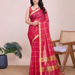 LeeliPeeri Designer Checked Zari Saree-image-11