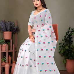KAMDAR Organza Mekhela Contrast Chador and Polypat Set-image-8