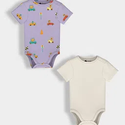 Orange Sugar Infants Pack Of 2 Printed Cotton Bodysuits-image-58
