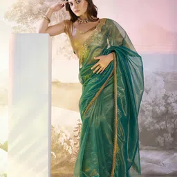 HERE&NOW Embroidered Net Tussar Saree-image-26
