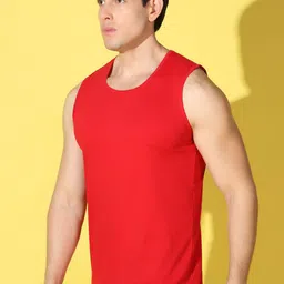 WOOSTRO 2-Pcs Odour-Free Combed Cotton Innerwear Vests VWS26(RUN RUST)(PLAIN RED) image 5