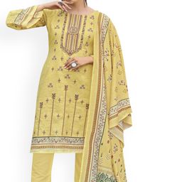 DRAVINAM Trends Floral Embroidered Thread Work Pure Cotton Unstitched Dress Material-picture-7