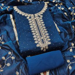 RUDRAA FAB Floral Embroidered Sequinned Unstitched Dress Material-image-103