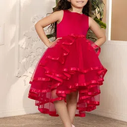 Toy Balloon Girls Solid Net Round Neck Fit & Flare Tulle Dress-27