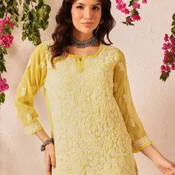 ADA Floral Embroidered Thread Work Thread Work Kurti-picture-14