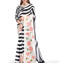 Pemal Designer Striped Pure Georgette Saree-picture-4