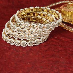 NMII Set Of 4 Kundan Studded Bangles-image-91