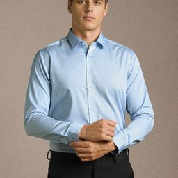 Louis Philippe Sport Spread Collar Pure Cotton Slim Fit Shirt-picture-7
