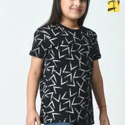 BAESD Girls Pack of 2 Abstract Printed Round Neck Cotton T-shirts-image-76