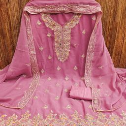 rangtulika ethnics Rangtulika Floral Embroidered Georgette Unstitched Dress Material-picture-12
