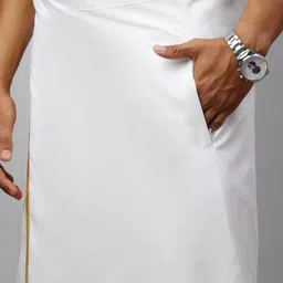 Ramraj Men Solid Adjustable Dhoti image 5