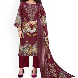 DRAVINAM Trends Floral Printed Thread Work Pure Cotton Unstitched Dress Material-picture-49