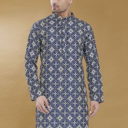 PulseIQ Men Geometric Embroidered Kurta-image-59