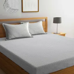 Aura Grey Striped 300 TC King Bedsheet Set 2.50 m x 2.15 m-image-44