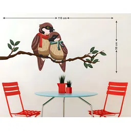 LANSTICK Brown & Green Cute Love Birds Self Adhesive Wall Sticker-picture-30