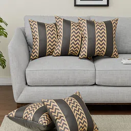 Kuber Industries Grey & Beige 5 Pieces Geometric Square Cushion Covers-5