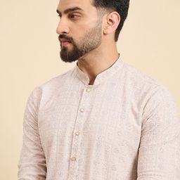 SWAGG INDIA Floral Embroidered Mandarin Collar Sequinned Straight Kurta-15