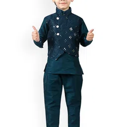 Little Needle Boys Regular Sequinned Kurta with Pyjamas-23