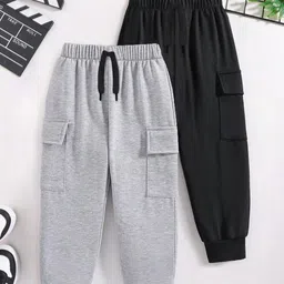 YK X Trampoline Kids Pack of 2 Relaxed Fit Cargos Trousers-image-79