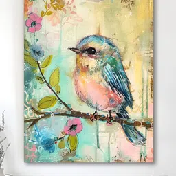 Art Street Blue & Yellow 1 Piece Canvas Birds and Animals Wall Paintings-image-30