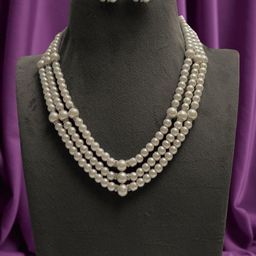 KASHVI PEARLS AND JEWELLERS Brass Silver-Plated Jewellery Set-image-126
