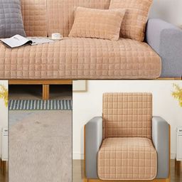 Stylista Beige Polyester Sofa Cover With Arms-image-46