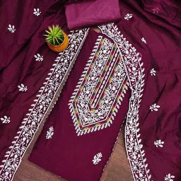 DIVASTRI Floral Embroidered Unstitched Dress Material-image-73