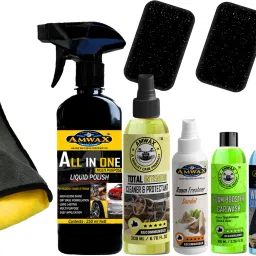 POLISH, SHAMPOO, TYRE SHINER, INTERIOR CLEANER, AIR FRESHNER, WINDSHIELD CLEANER, TOWEL Combo-28