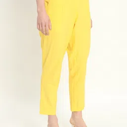 skytick Women Tapered Yellow Pure Cotton Trousers-picture-33