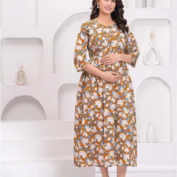 Nayo Women Floral Print Maternity A-Line Dress-picture-45